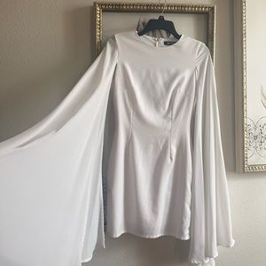 Fairy Mesh Sleeve White Bodycon Dress